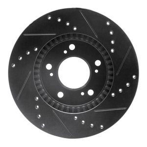 Acura RL Brake Rotor (1) - Front Left - R1 Concepts - Drilled & Slotted - Black - `91-`01